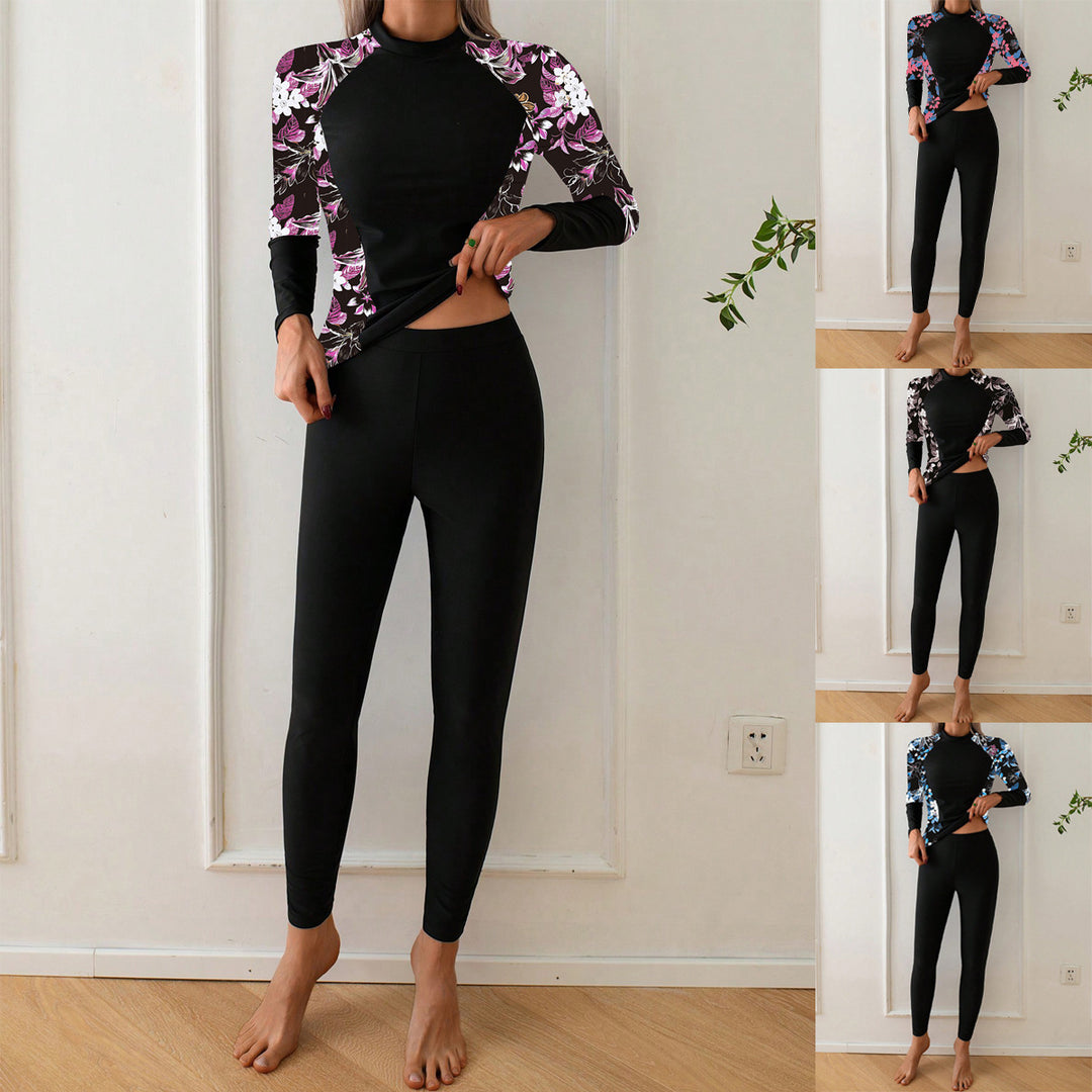 Damen Langarm Rashguard mit floralem Design R&B