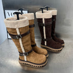 Damen Fleecegefütterte Winterstiefel mit eleganten Riemen und rutschfester Sohle R&B