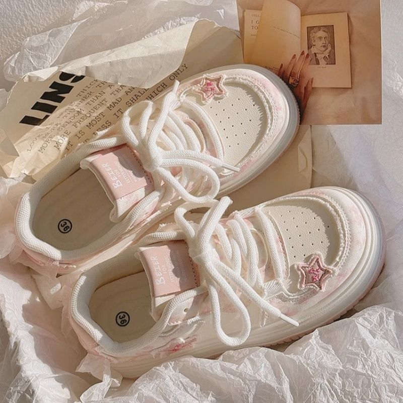 Damen Modische Sneakers mit Sternen-Applikationen