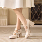 Damen elegante Mary Jane Pumps mit funkelnden Schnallen R&B