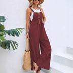 Damen weite Latzhose aus leichtem Material