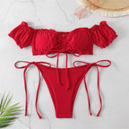 Damen Bikini-Set mit Rüschenausschnitten und eleganten BindR&Bändern R&B