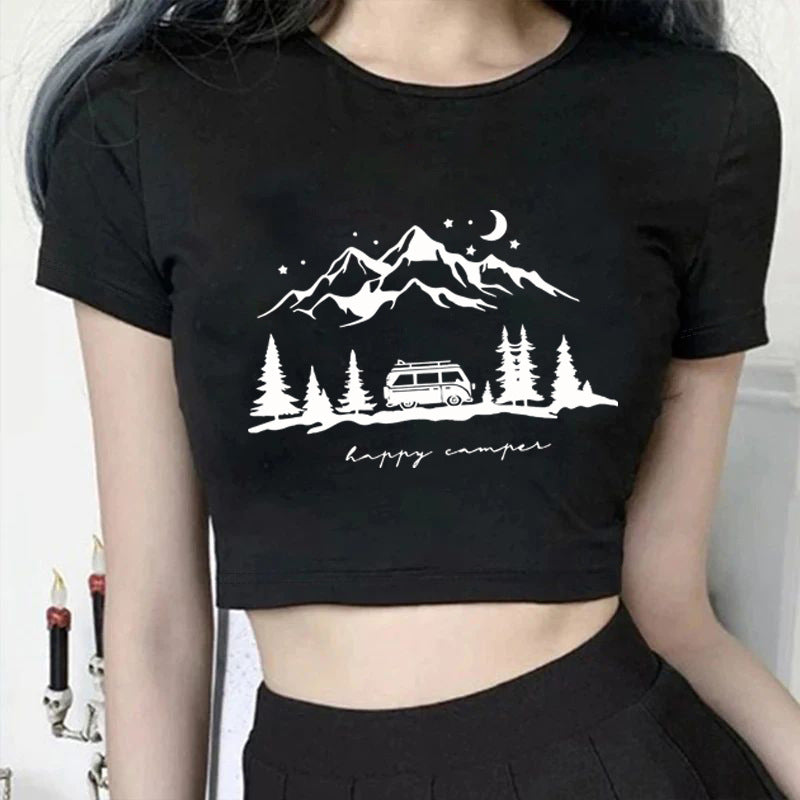 Damen Kurzarm T-Shirt mit aufgedrucktem Lippenmotiv R&B