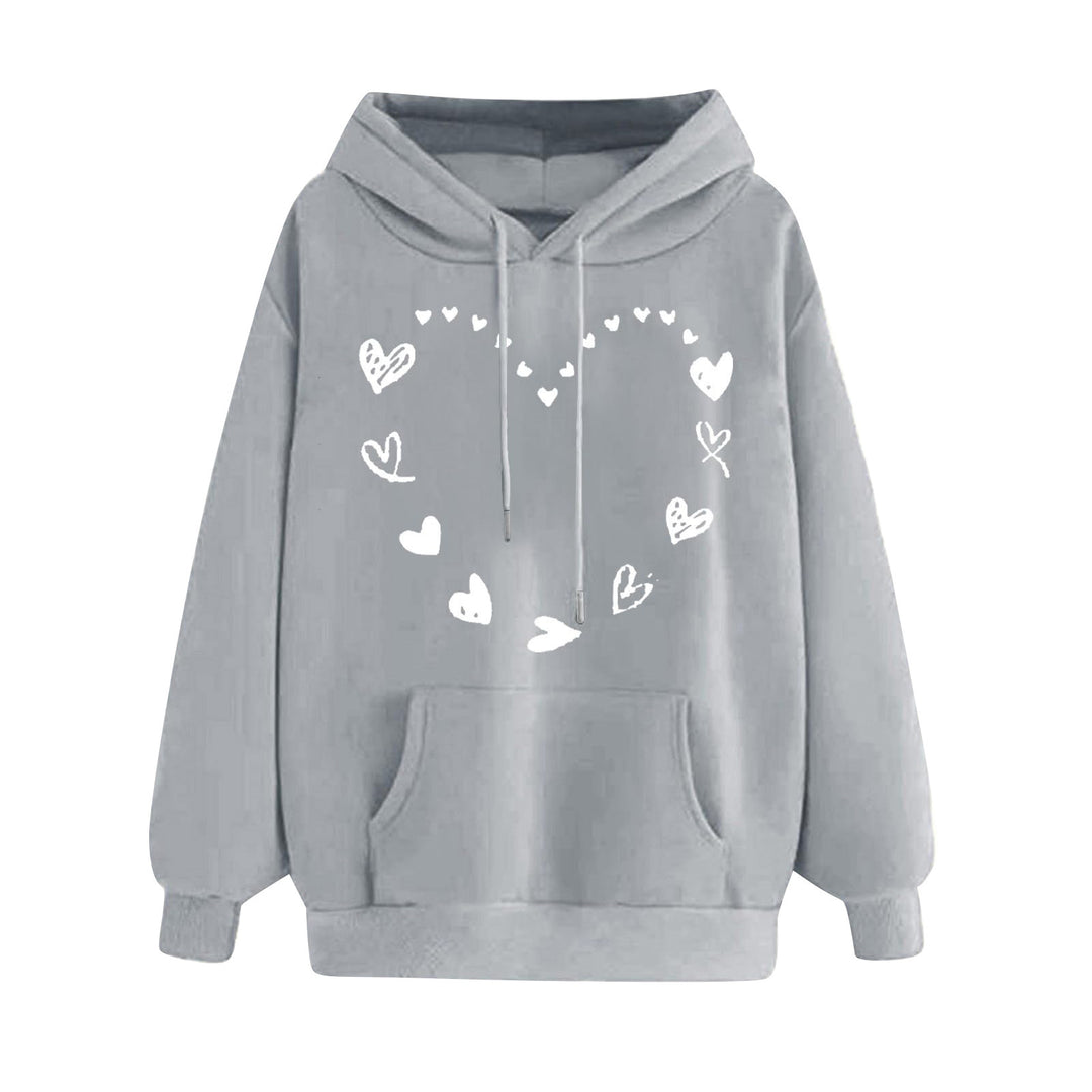 Damen Kapuzensweater mit verspieltem Herzmotiv und bequemer Kängurutasche R&B
