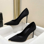 Damen schicke Stiletto-Pumps aus samtigem Obermaterial mit metallischen Akzenten R&B