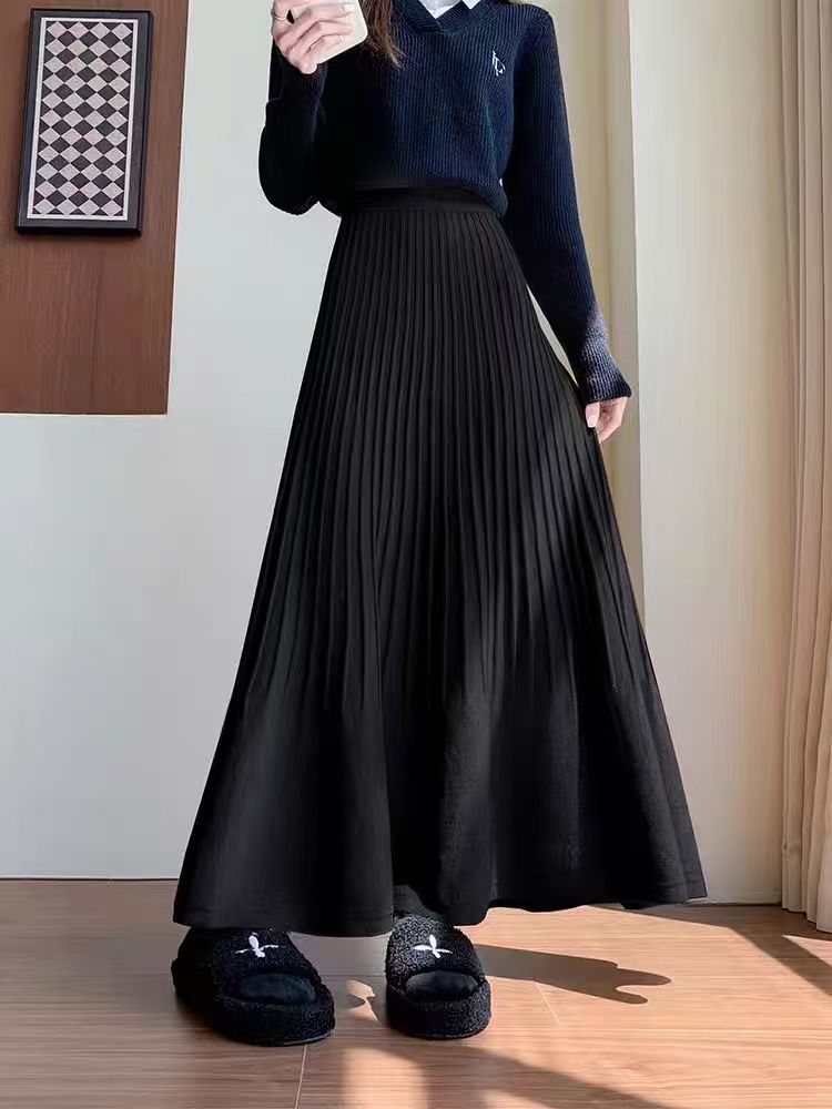 Damen eleganter Faltenrock mit hohem Bund R&B