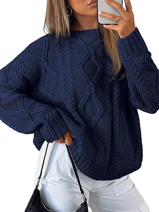 Damen Relaxed Strickpullover mit Zopfmuster R&B
