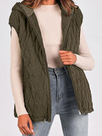 Damen Weste mit Kapuze und gestepptem Design R&B