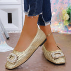 Damen elegante Ballerinas mit funkelndem Schmuckelement R&B