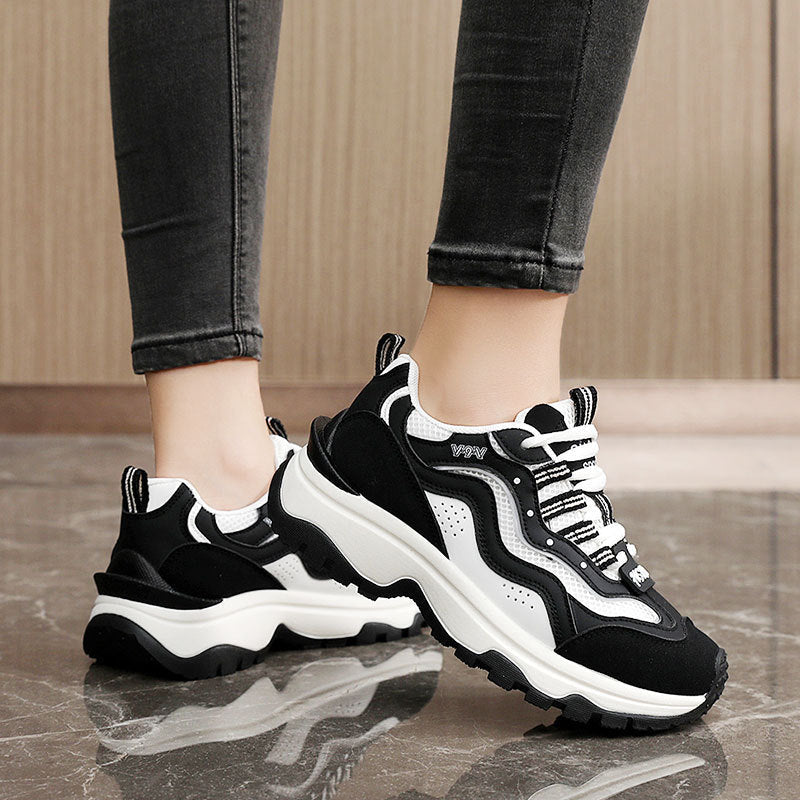 Damen trendige Chunky Sneakers mit atmungsaktivem Mesh und stabiler Sohle R&B