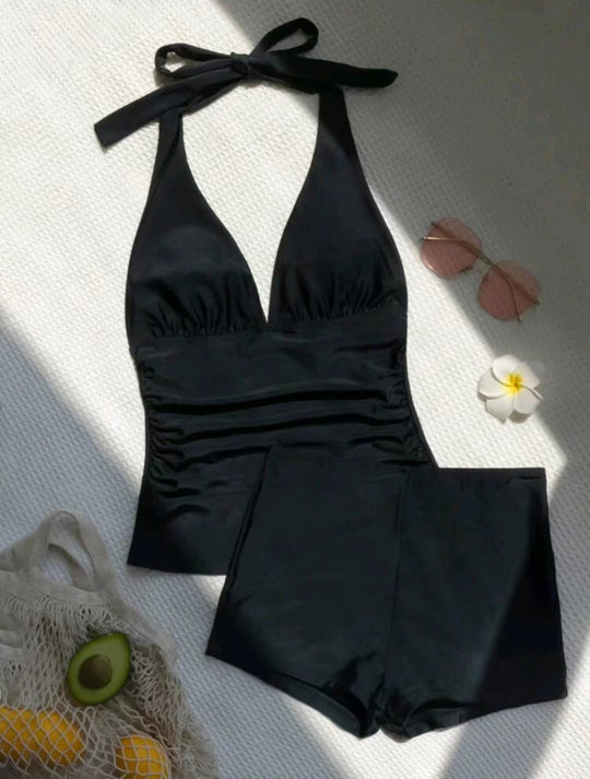 Damen Hochgeschnittener Tankini mit flexiblem Oberteil R&B