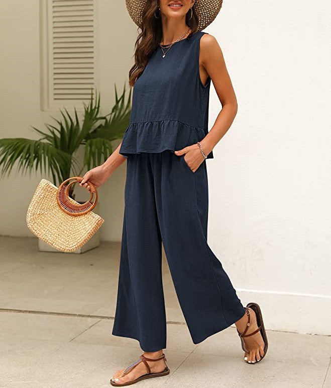 Damen luftiges Jumpsuit mit Rüschensaum R&B