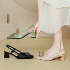 Damen Slingback Pumps mit luxuriösem Schmuckdetail