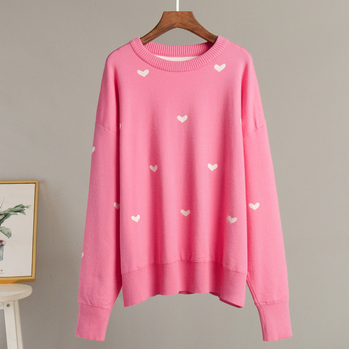 Damen Lässiger Pullover mit Herz-Muster R&B