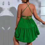 Damen Freizeitkleid mit verführerischem Volant und verstellbaren Spagettiträgern R&B