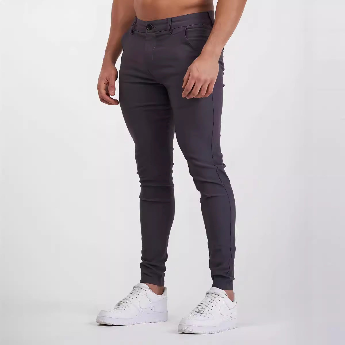 Herren eng anliegende Chinohose mit elastischem Bund und stylishem Design R&B