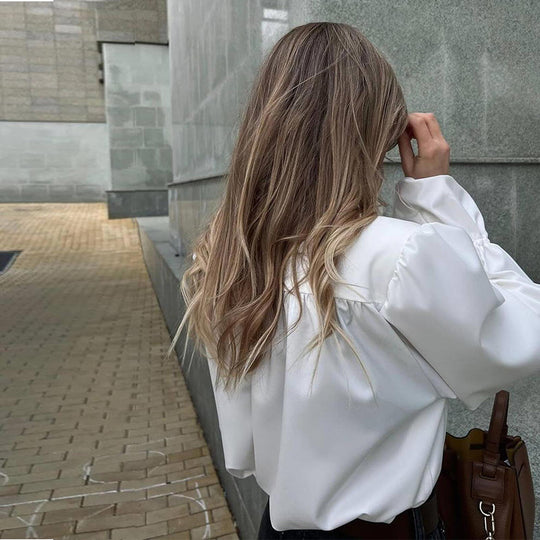 Damen Elegante Bluse mit voluminösen Ärmeln R&B
