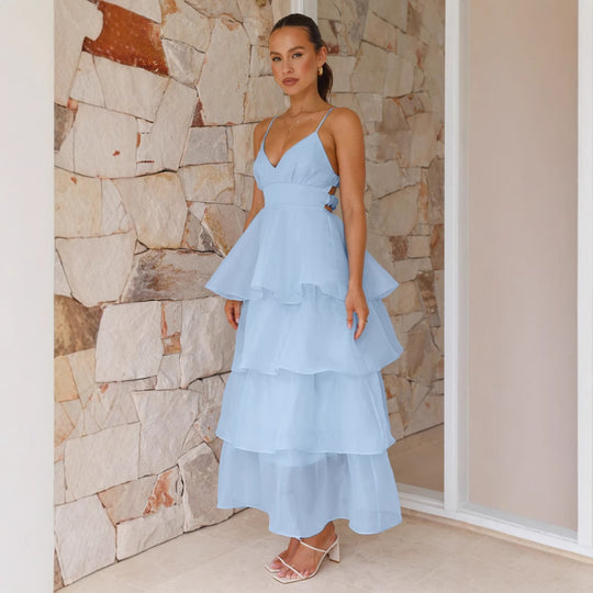 Damen Schwingendes Maxikleid mit luftigen Rüschenschichten R&B