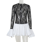 Damen Hochwertiges Spitzen-Kleid mit fließendem Rock R&B
