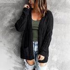 Damen Strickjacke mit Kabelmuster und lässiger Passform