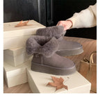 Damen modische Booties mit weichem Kunstfellkragen und praktischem Schnallenverschluss R&B