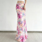 Damen Fließender Maxirock mit floralem Design und schwingendem Saum R&B