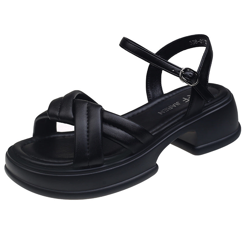 Damen Sandalen mit elegantem Kreuzriemen und komfortablem Blockabsatz R&B