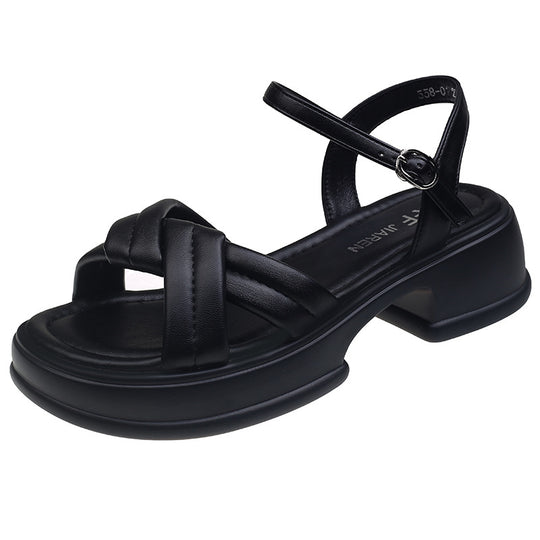 Damen Sandalen mit elegantem Kreuzriemen und komfortablem Blockabsatz R&B