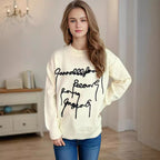 Damen lässiger Pullover mit kreativem Schriftzug R&B