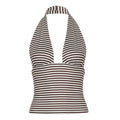 Damen Top mit halter Träger und Streifenmuster R&B
