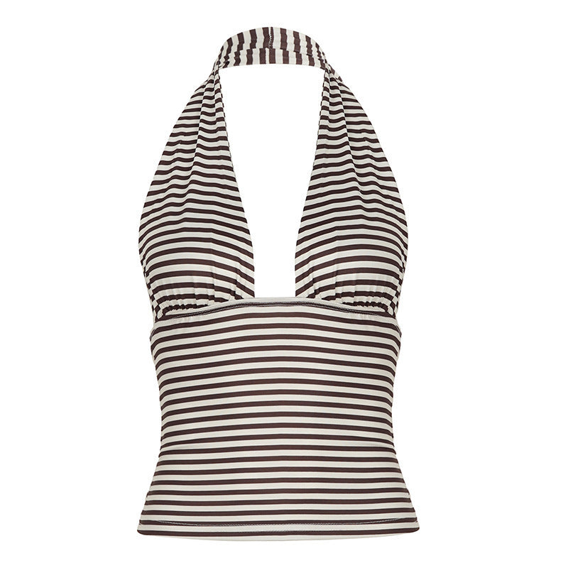 Damen Top mit halter Träger und Streifenmuster R&B