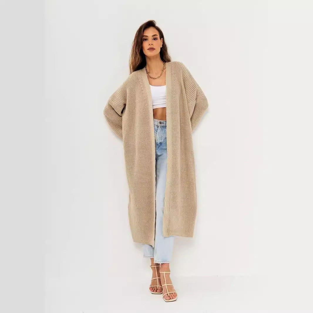 Damen Großer Strickmantel mit offener Front und lässiger Silhouette R&B