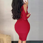 Damen Wickelkleid mit offenem Schulterdesign und funkelnden Akzenten R&B
