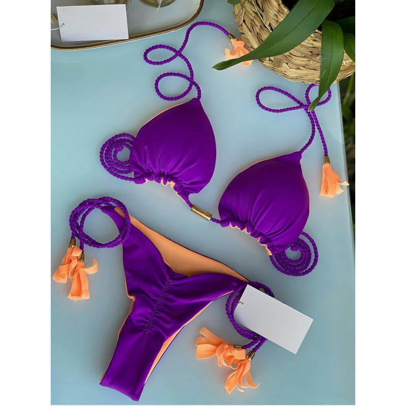 Damen Triangel-Bikini mit verspieltem Trockenband und eleganten Details R&B