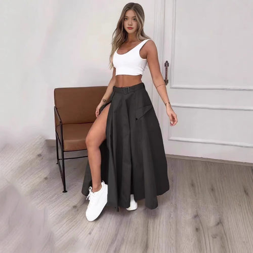 Damen Maxirock mit hohem Schlitz und praktischen Taschen R&B