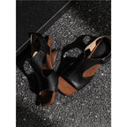 Damen elegante Open Toe Sandalen mit Blockabsatz R&B