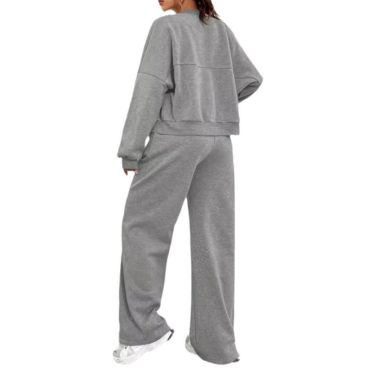 Damen lässiger Sweat-Anzug mit komfortablem Schnitt und praktischen Taschen R&B