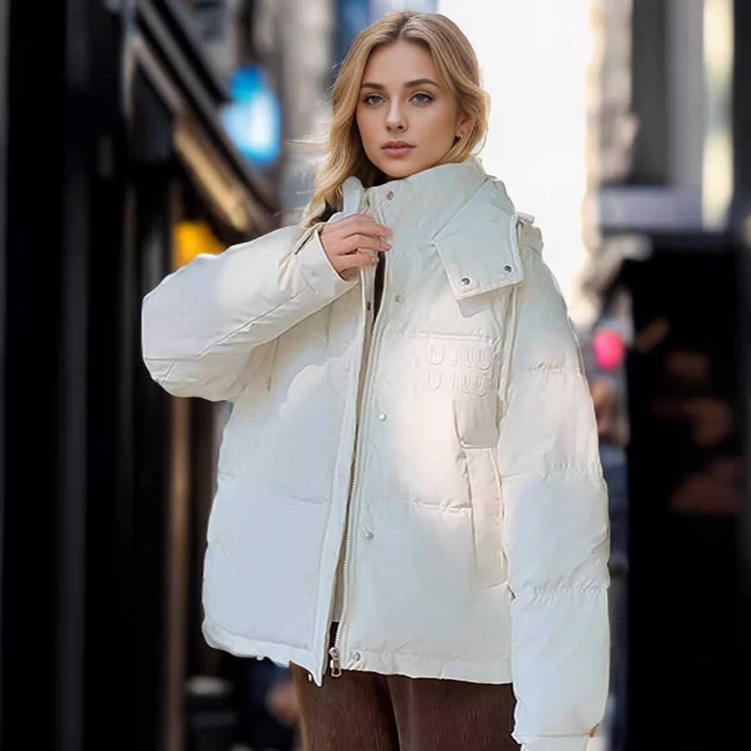 Damen gesteppte Winterjacke mit Kapuze und praktischen Taschen R&B