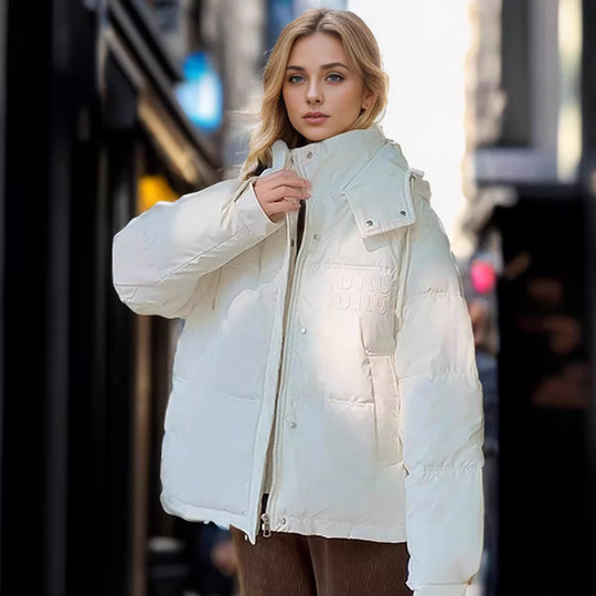 Damen gesteppte Winterjacke mit Kapuze und praktischen Taschen R&B