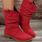 Damen Stiefel im lässigen Wildleder-Look mit elastischem Schaft und bequemem Blockabsatz R&B