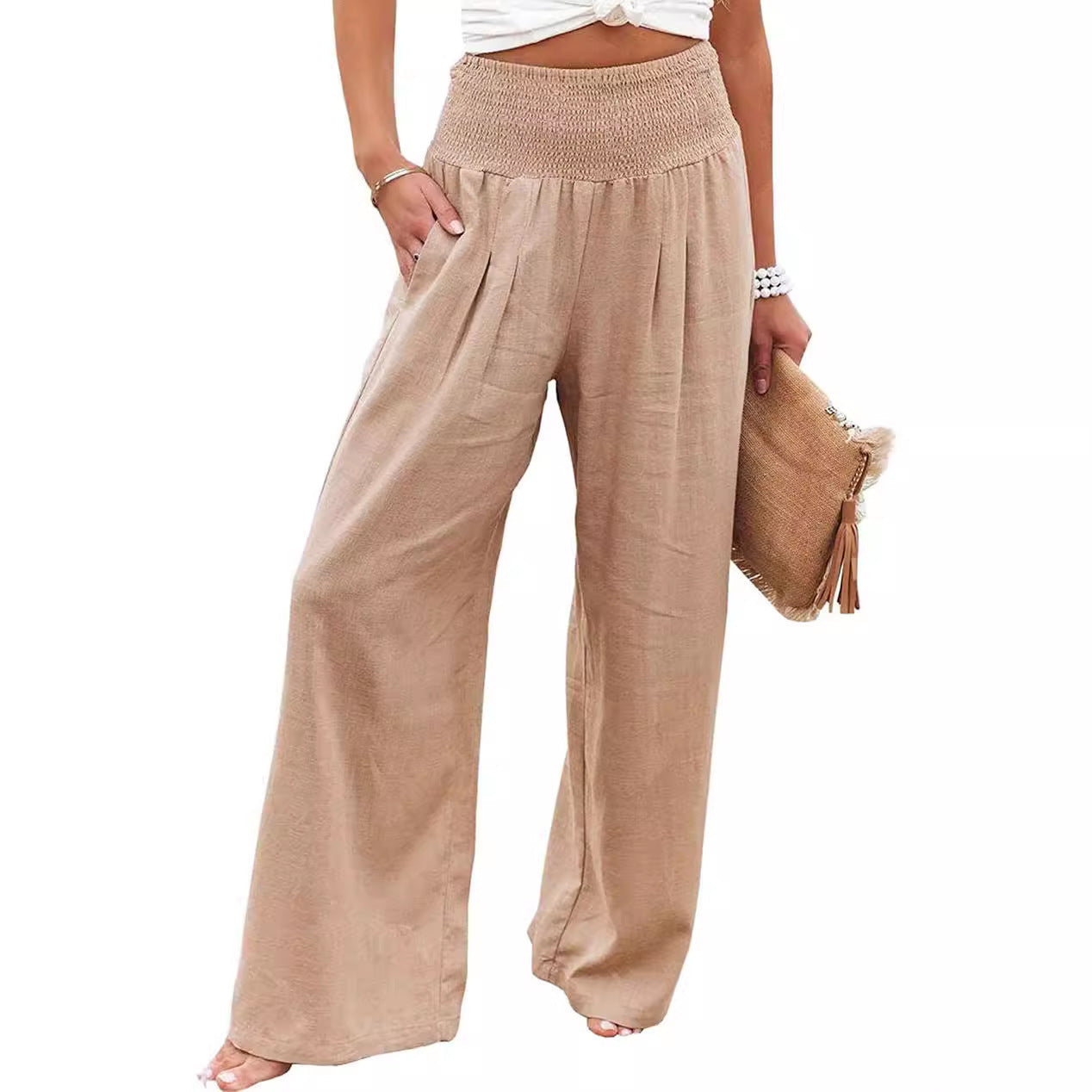 Damen weiter Sommerhose mit elastischem Bund R&B