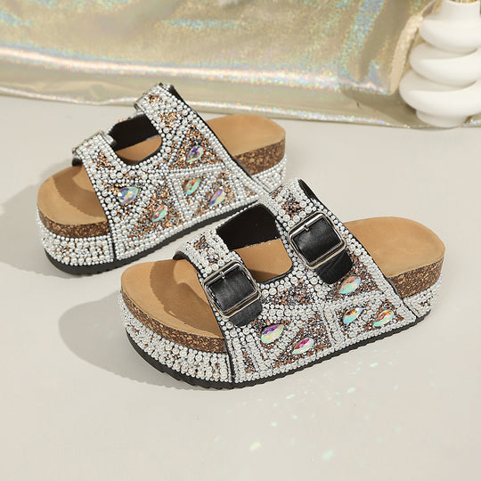 Damen Glamouröse Plateau-Sandalen mit funkelnden Strassdetails und komfortabler Sohle R&B
