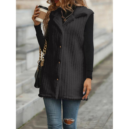 Damen Elegante und kuschelige Teddyjacke mit Knopfleiste R&B