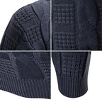 Herren eleganter Strickpullover mit hochgeschlossenem Kragen und Zopfmuster R&B