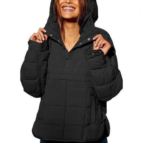 Damen lässige Steppjacke mit Kapuze und Eingrifftaschen R&B