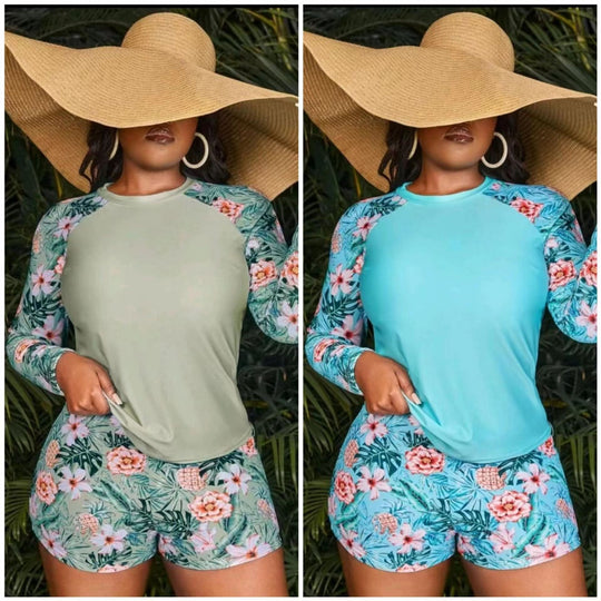 Damen UV-Schutz Badeoberteil und Shorts Set R&B