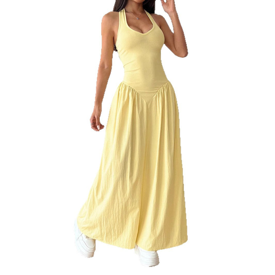 Damen Maxidress mit U-Ausschnitt und fließendem Rock R&B