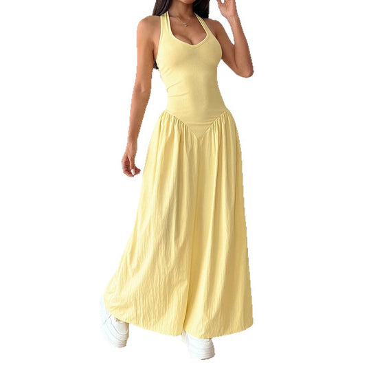 Damen Maxidress mit U-Ausschnitt und fließendem Rock R&B
