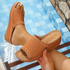 Damen Bequeme Mulesandaletten mit raffiniertem Lochmuster und elastischem Riemendesign R&B