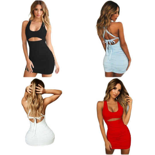 Damen figurbetontes Minikleid mit Ausschnitt R&B